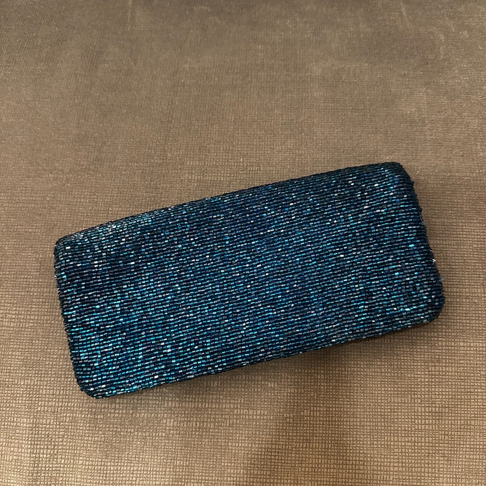 Blue Beaded Clutch